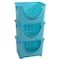 Basicwise Stackable Storage Container, 11 in L x 10 in W x 9 in H, Blue, Plastic, 3 PK QI003215B.3 - alternate 1